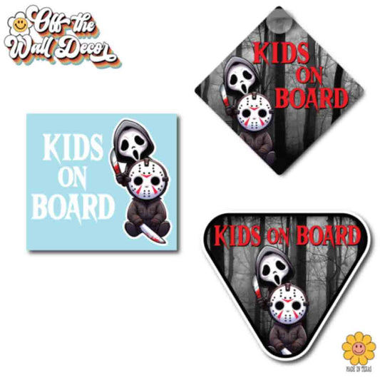 Baby Horror Characters | Kids on Board | Suction Cup Sign, Magnet OR Vinyl Decal Sticker