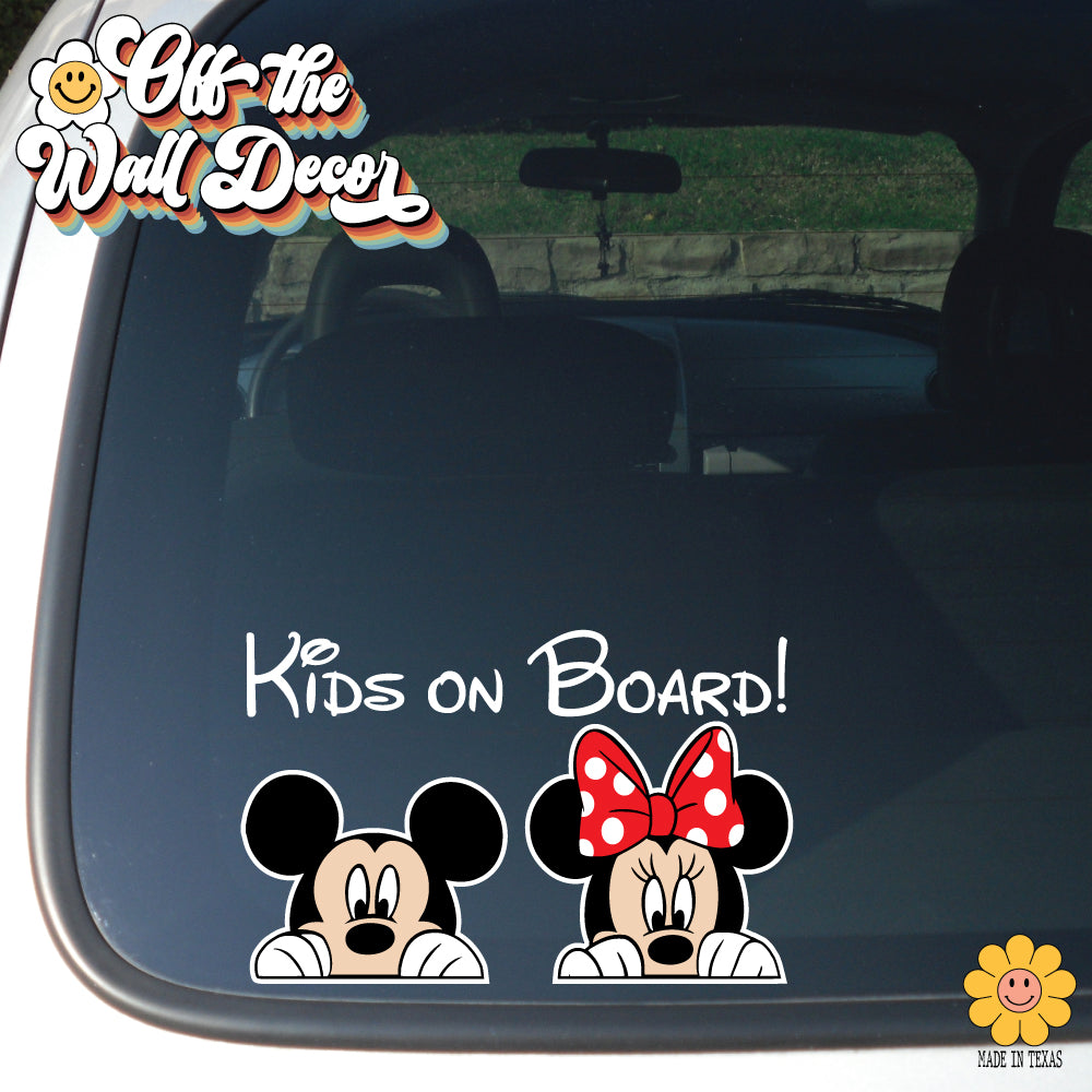 Mickey & Minnie | Kids on Board | Suction Cup Sign, Magnet OR Vinyl Decal Sticker
