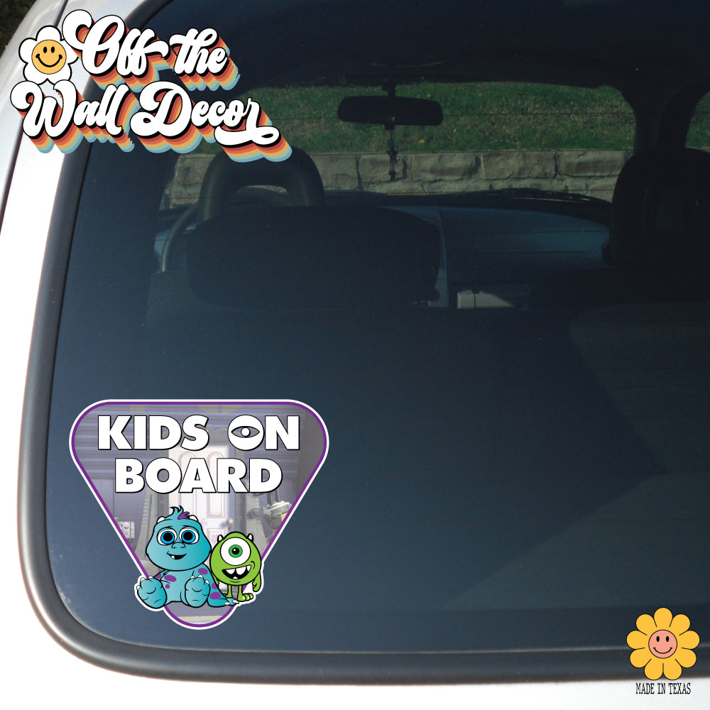 Little Sully & Mike | Kids on Board | Suction Cup Sign, Magnet OR Vinyl Decal Sticker