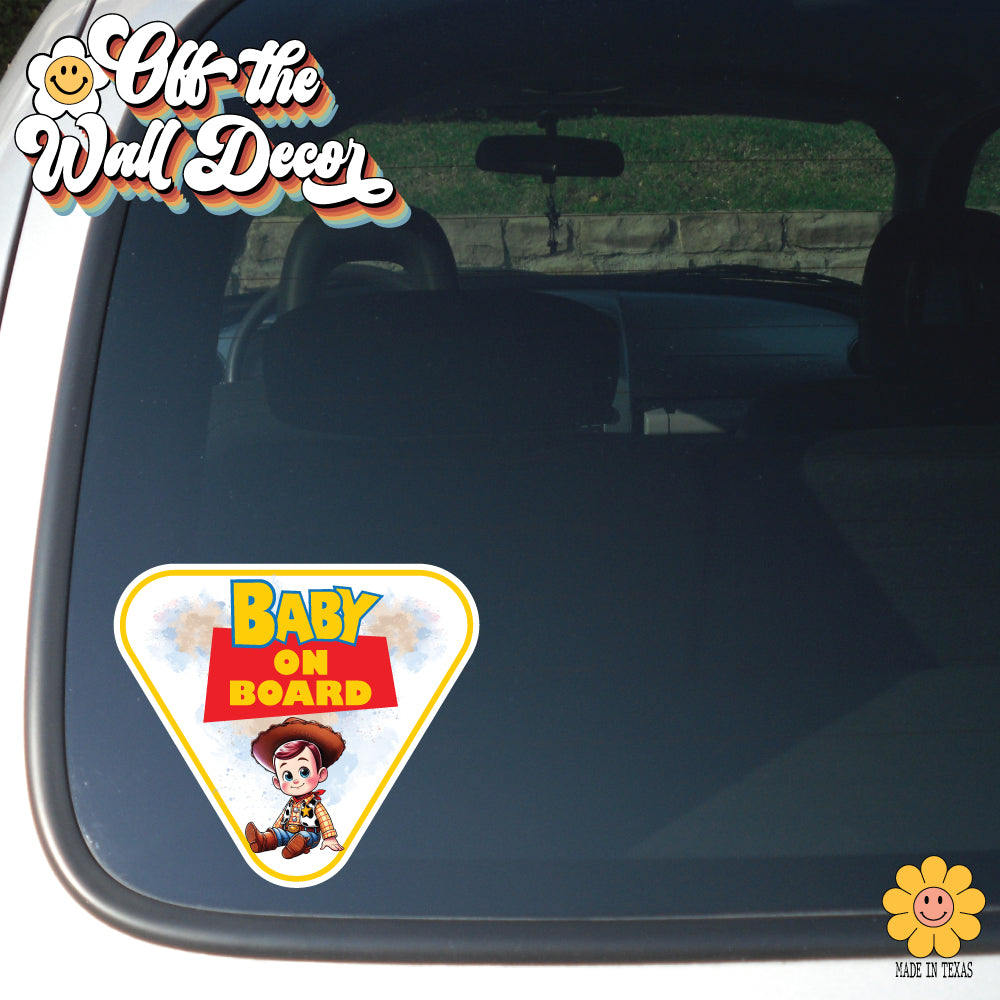 Woody Toy | Baby on Board | Suction Cup Sign, Magnet OR Vinyl Decal Sticker