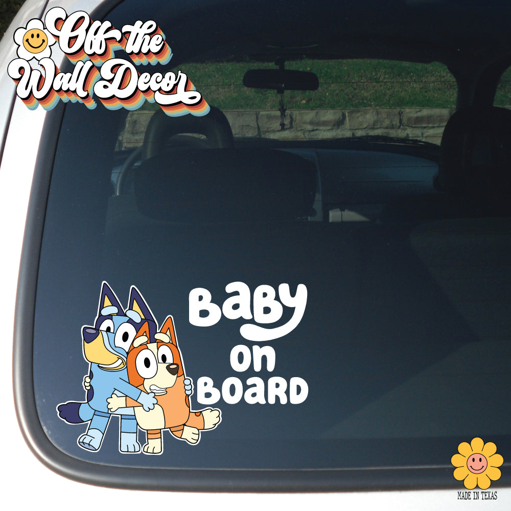 Bluey & Bingo | Baby on Board | Suction Cup Sign, Magnet OR Vinyl Decal Sticker