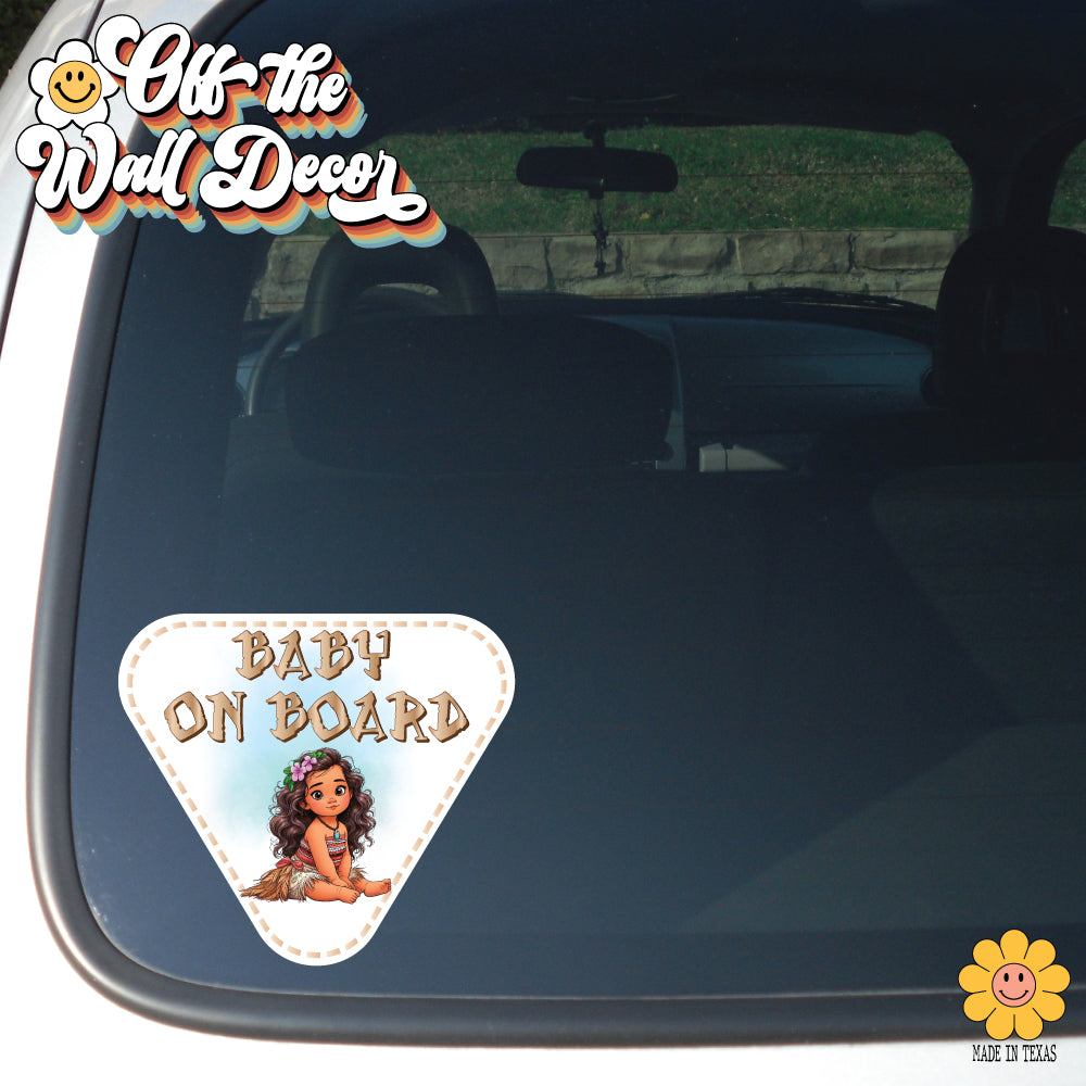 Moana Hawaiian Princess | Baby on Board | Suction Cup Sign, Magnet OR Vinyl Decal Sticker