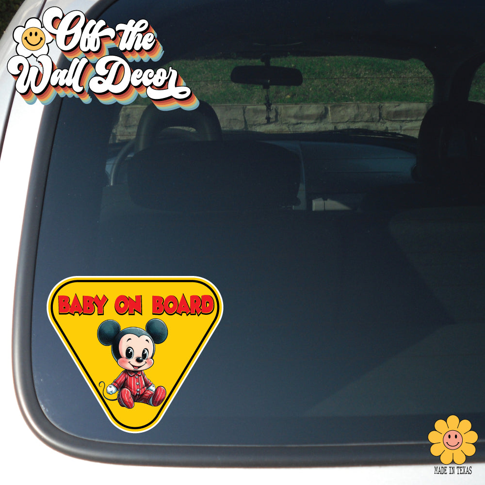 Baby on Board | Baby Mickey | Suction Cup Sign, Magnet OR Vinyl Decal Sticker
