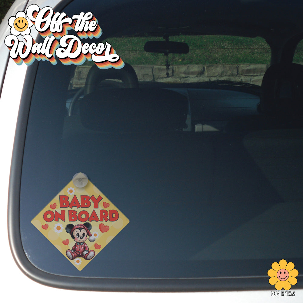 Baby Mickey | Baby on Board | Suction Cup Sign, Magnet OR Vinyl Decal Sticker