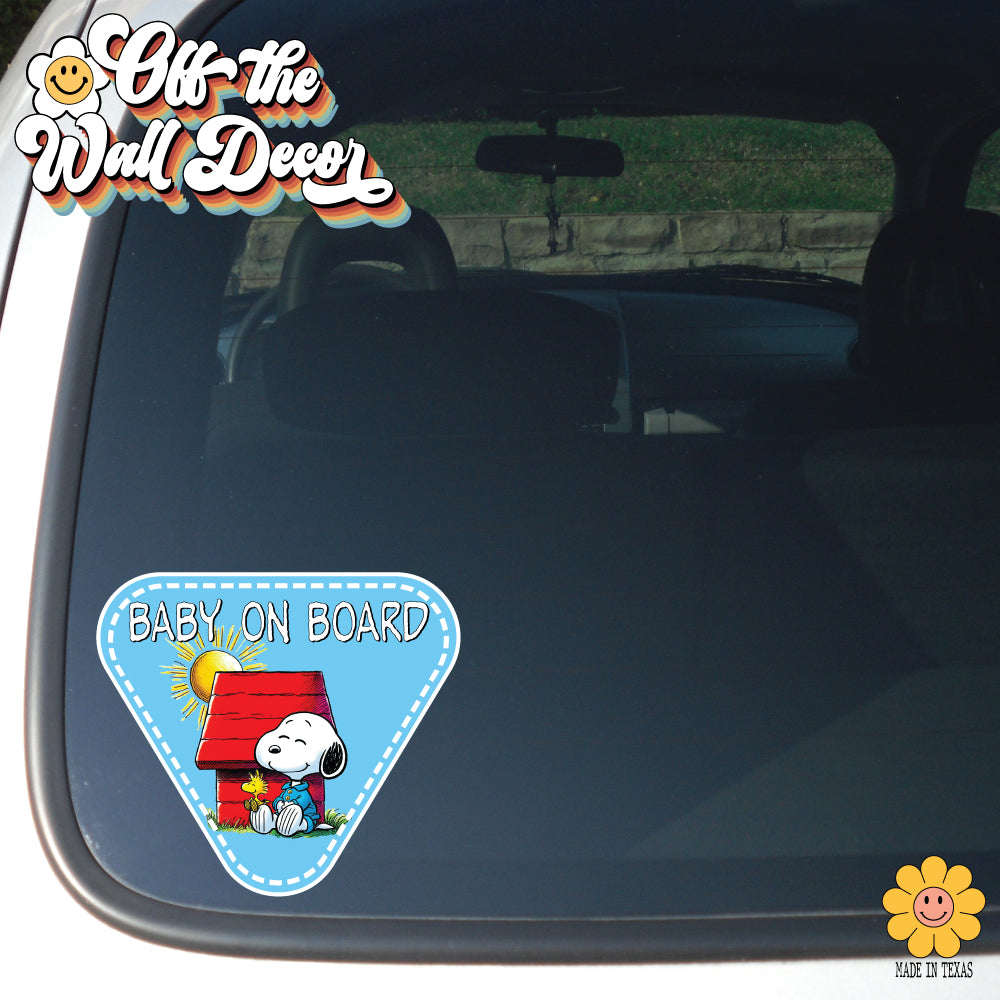 Little Snoopy Pup & Friend | Baby on Board | Suction Cup Sign, Magnet OR Vinyl Decal Sticker