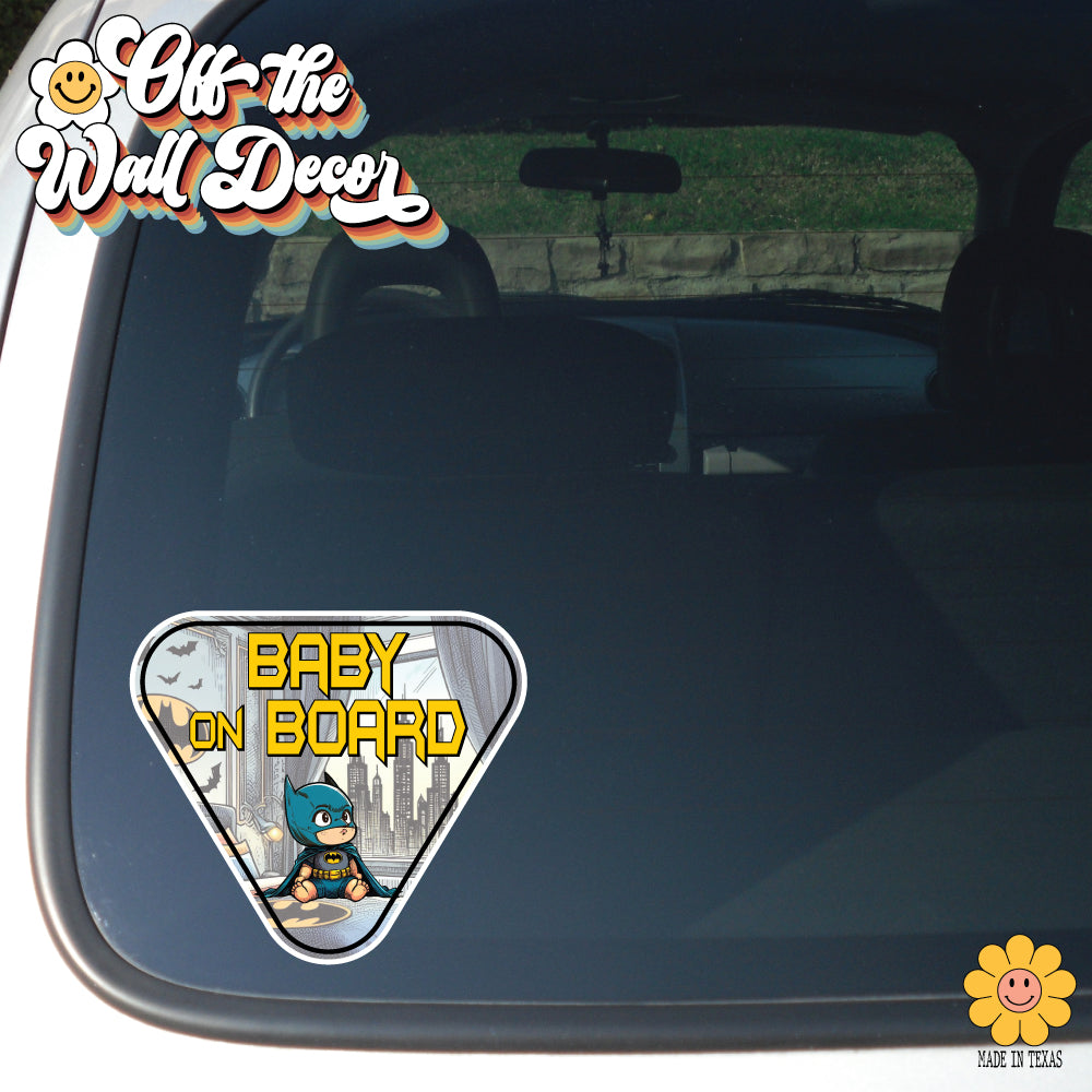 Little Hero Bat Dude | Baby on Board | Suction Cup Sign, Magnet OR Vinyl Decal Sticker