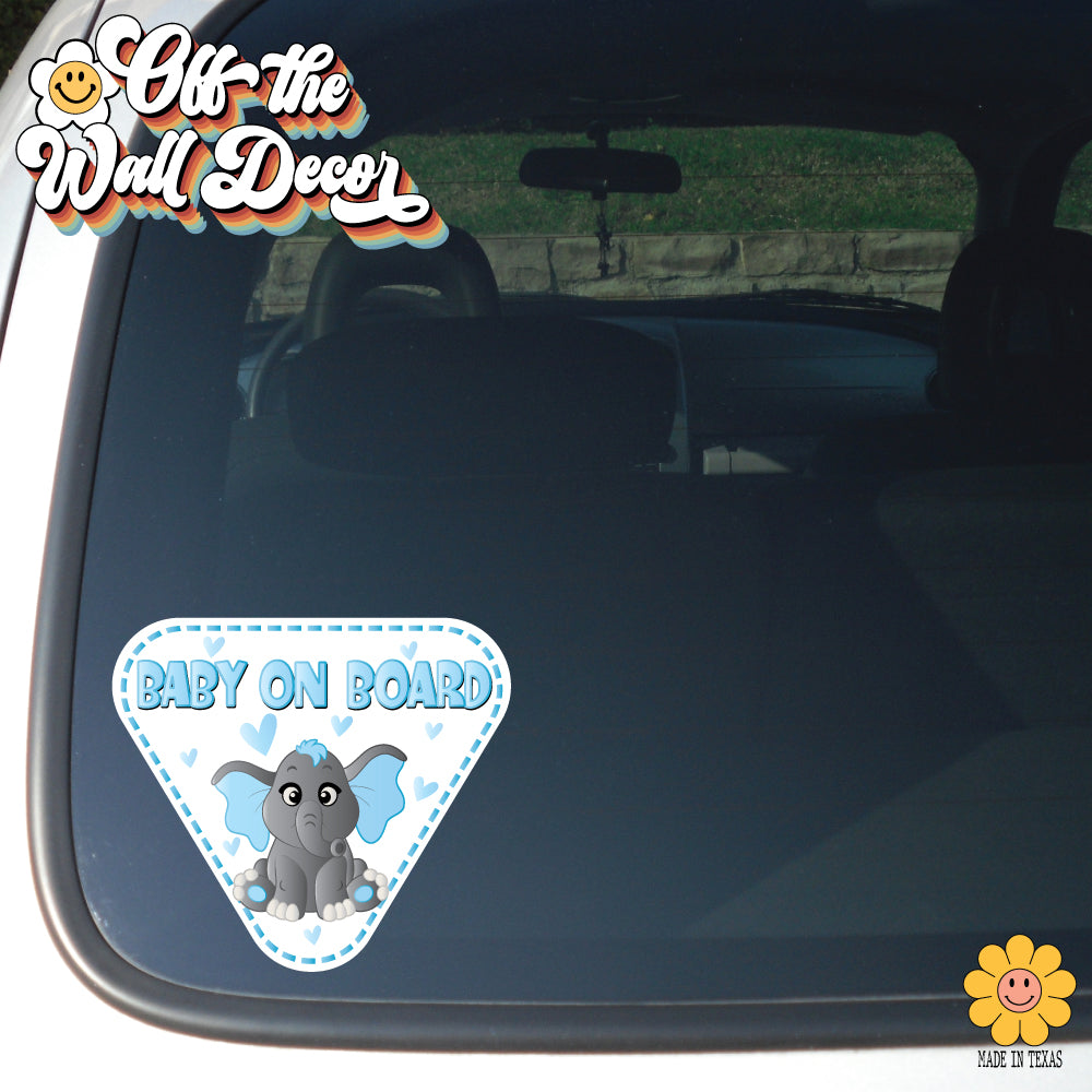 Baby Boy Elephant | Baby on Board | Suction Cup Sign, Magnet OR Vinyl Decal Sticker