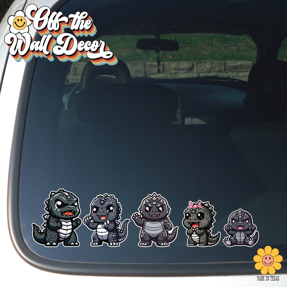 Chibi Godzilla Family | Car/Truck Sticker, Automotive Decals, Family Car Bling Stickers and Decals, for Window