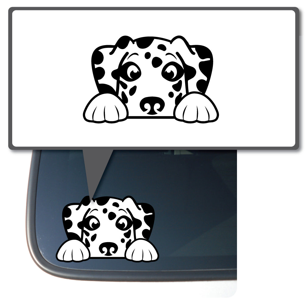 Peeking Dalmatian | Car/Truck Sticker, Automotive Decals, Car Bling Stickers and Decals, Pet Cat Dog Decal for Window