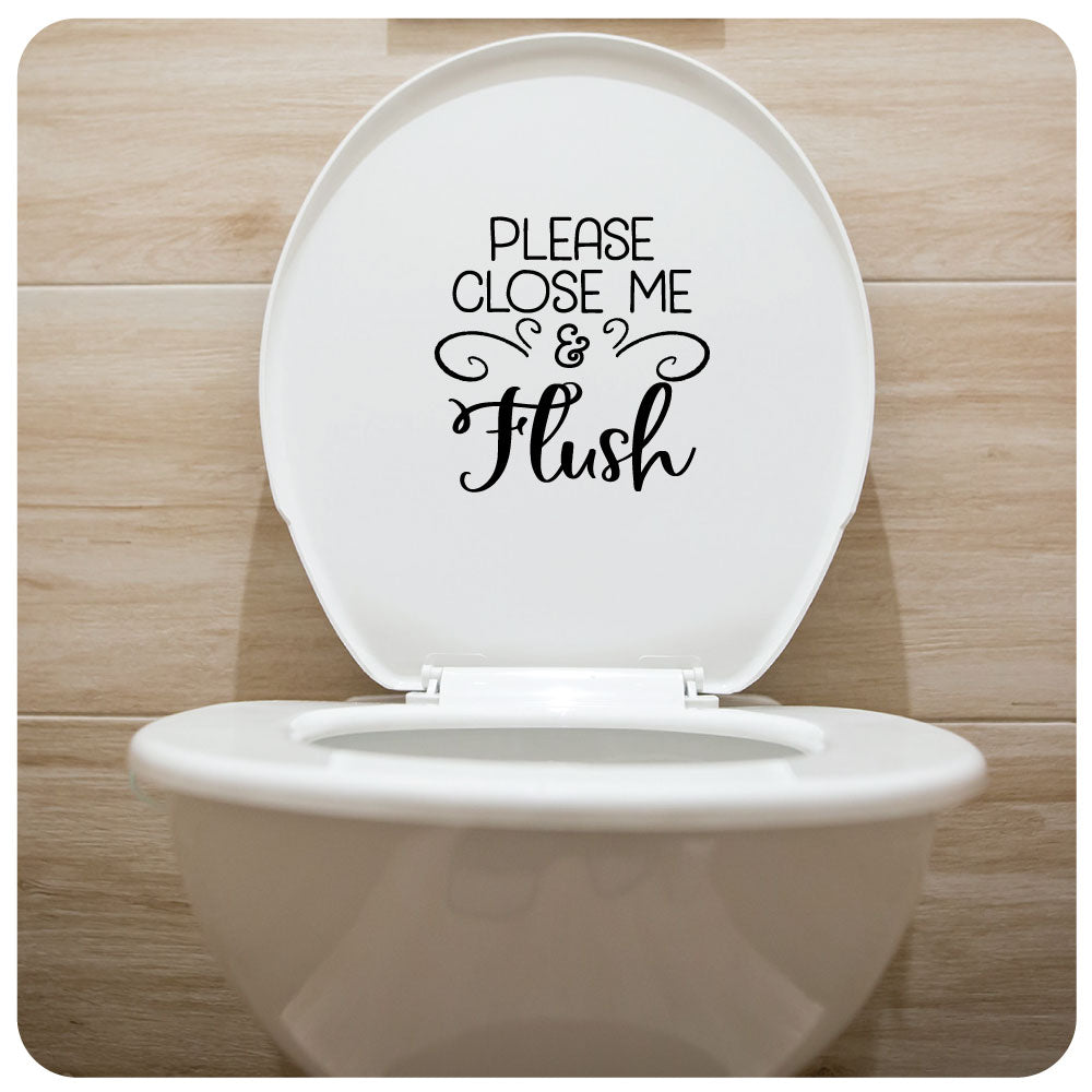 Please Close Me & Flush | Bathroom Decor, Vinyl Decal Toilet Sign