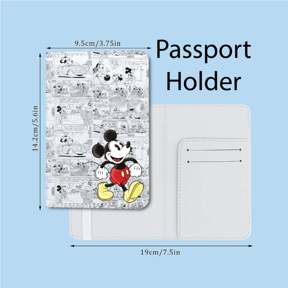 Classic Mickey Comic Collage Black & White | Passport Holder & Luggage Tag