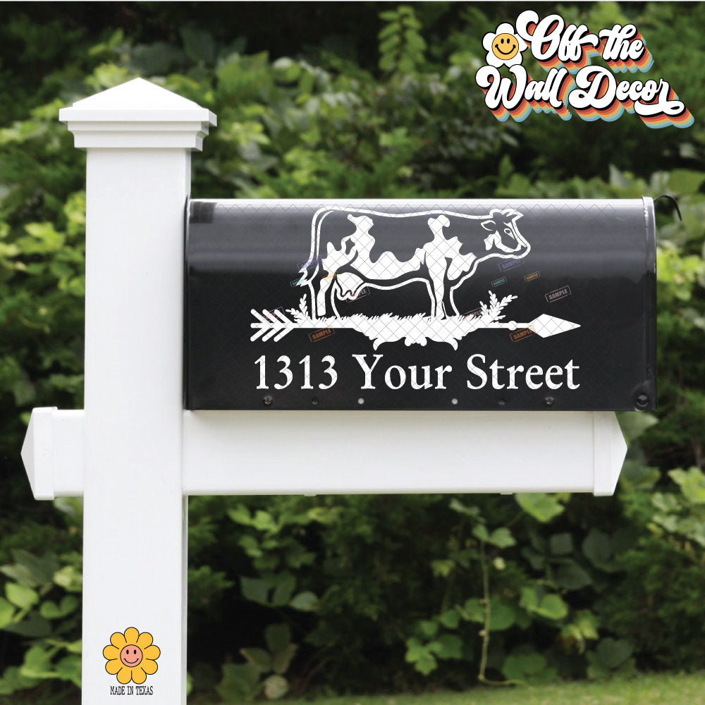 Cow | Personalized Mailbox Address Decal - Customized Vinyl Sticker for Mailboxes Outdoor