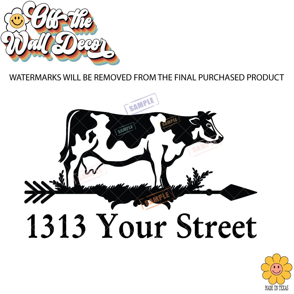 Cow | Personalized Mailbox Address Decal - Customized Vinyl Sticker for Mailboxes Outdoor