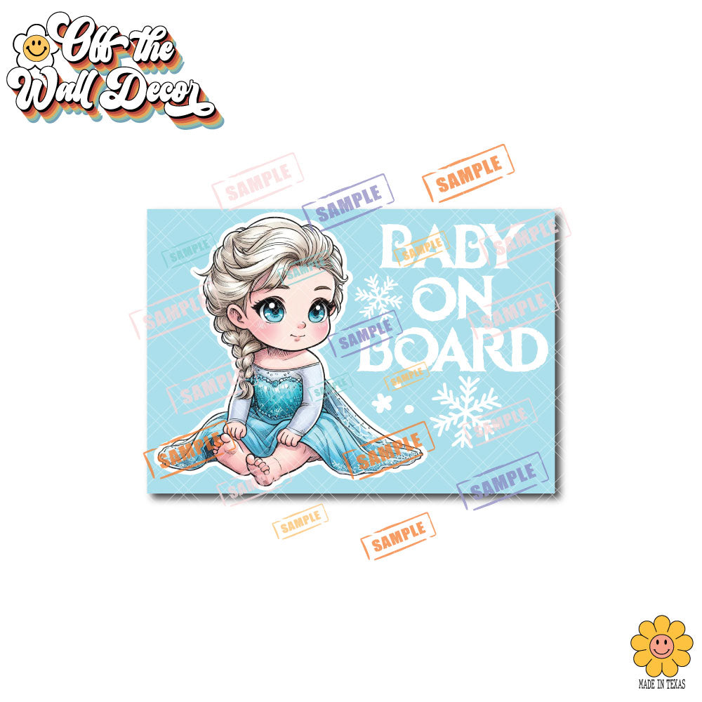 Little Princess Elsa | Baby on Board | Suction Cup Sign, Magnet OR Vinyl Decal Sticker
