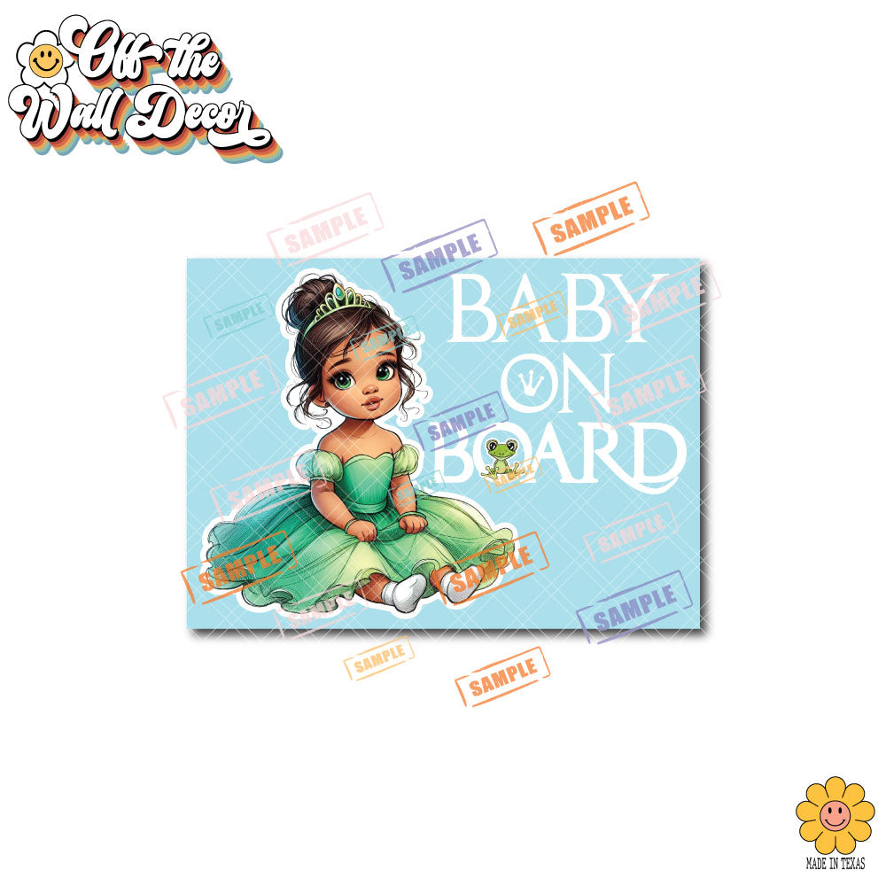 Baby Princess Tiana | Baby on Board | Suction Cup Sign, Magnet OR Vinyl Decal Sticker