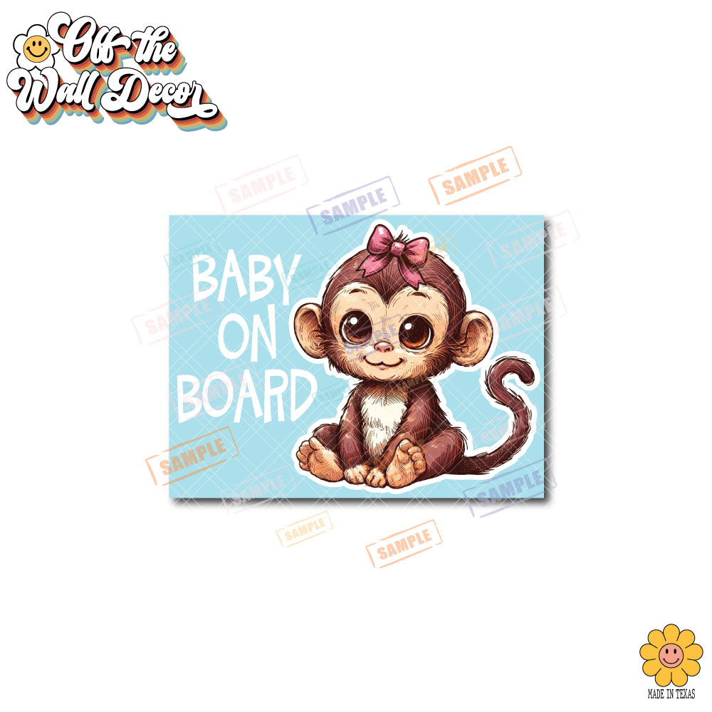 Monkey Baby Girl | Baby on Board | Vinyl Decal Sticker