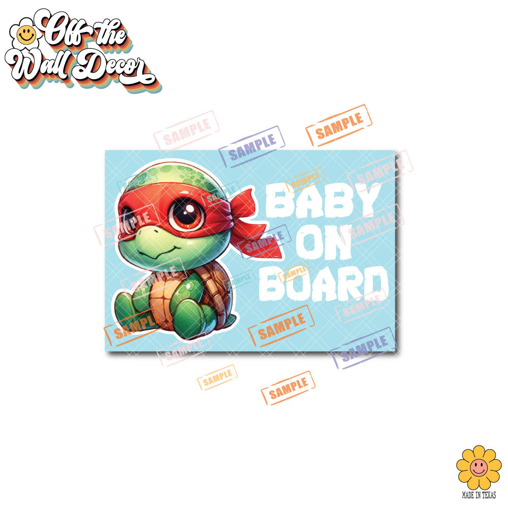Turtle Characters | Baby on Board | Vinyl Decal Sticker