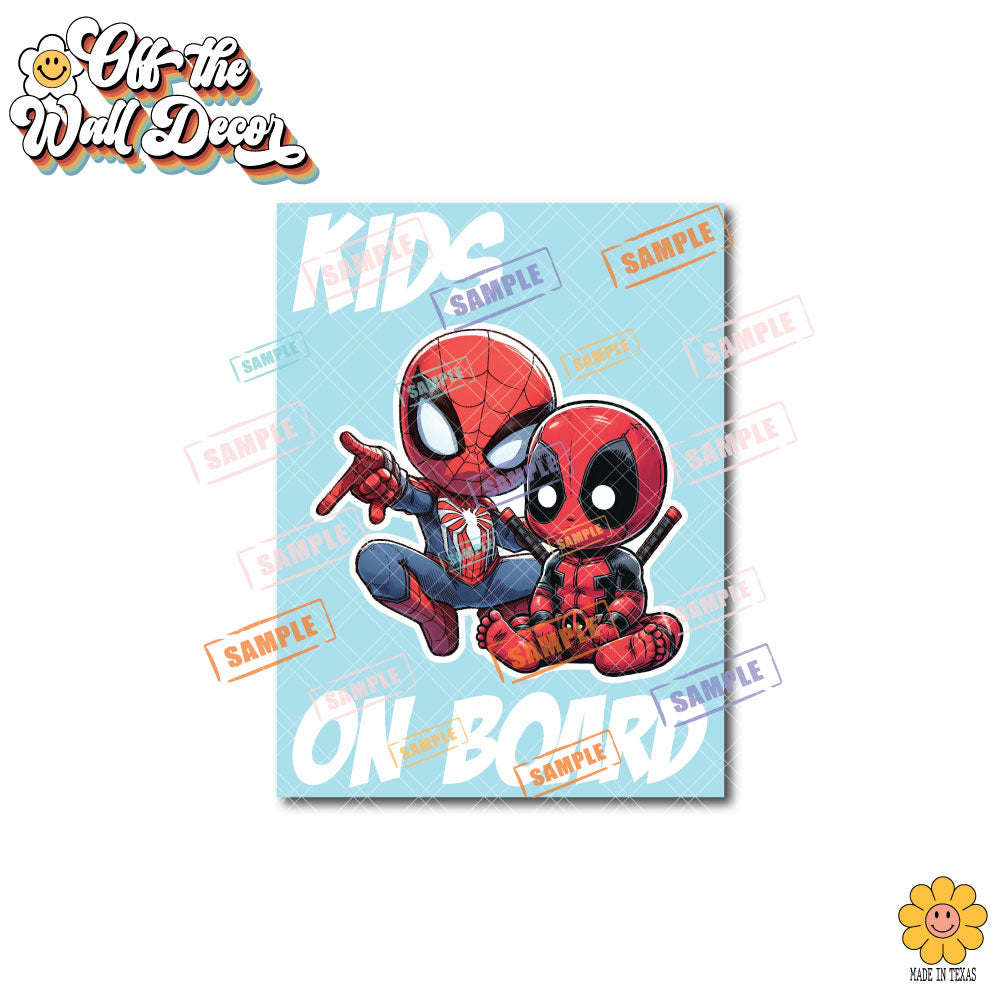 Deadpool & Spidey | Kids on Board | Vinyl Decal Sticker