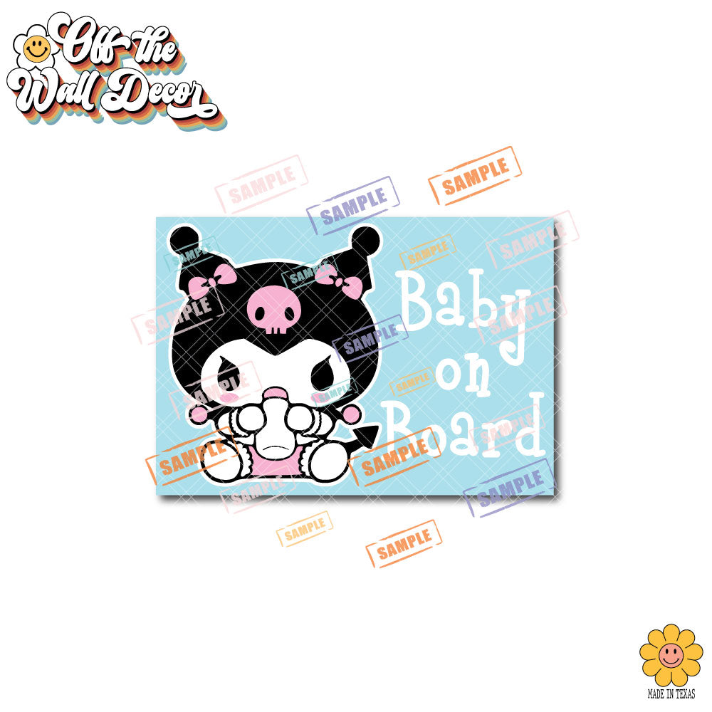 Baby Kuromi | Baby on Board | Suction Cup Sign, Magnet OR Vinyl Decal Sticker