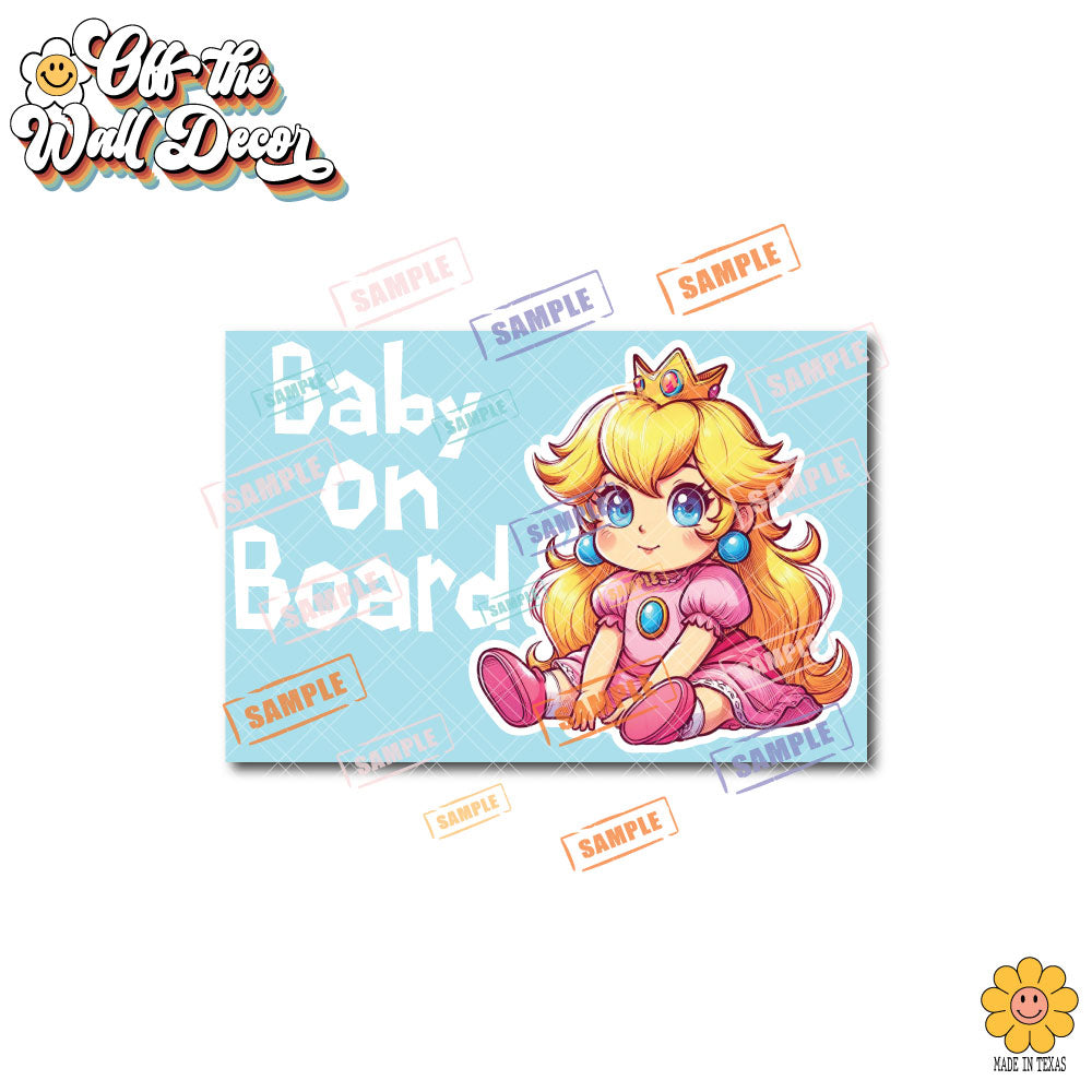 Baby Princess Peach | Baby on Board | Suction Cup Sign, Magnet OR Vinyl Decal Sticker