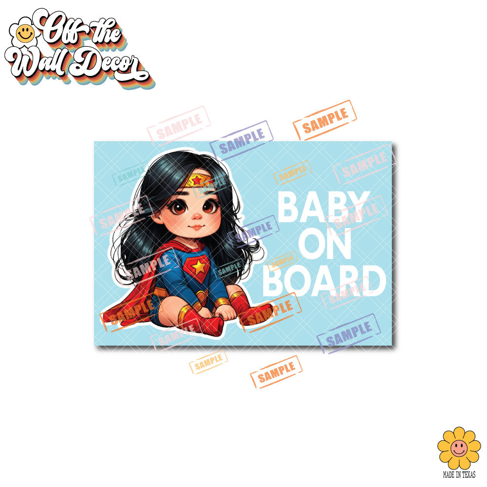 Little Wonder Woman | Baby on Board | Suction Cup Sign, Magnet OR Vinyl Decal Sticker