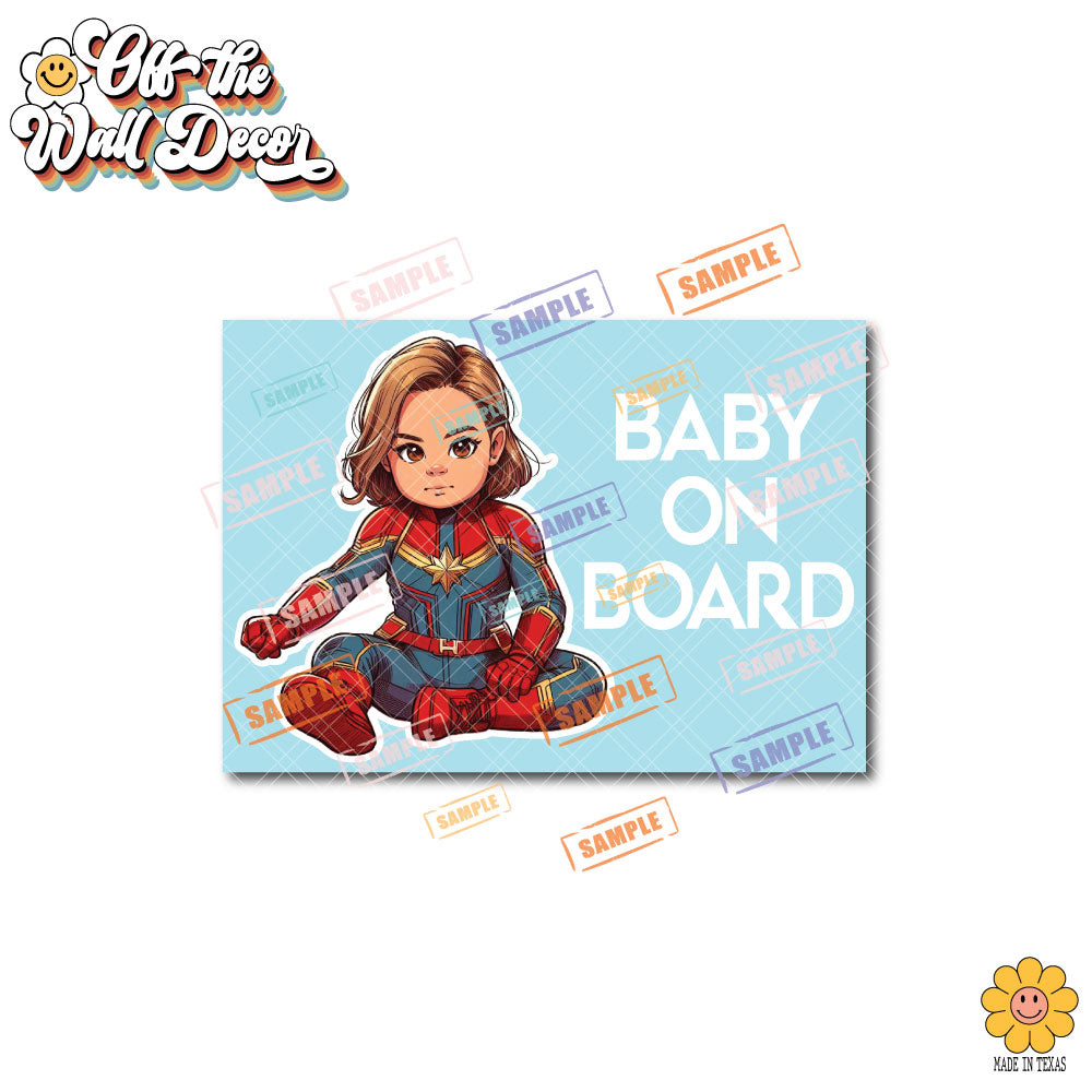Little Captain Marvel | Baby on Board | Suction Cup Sign, Magnet OR Vinyl Decal Sticker