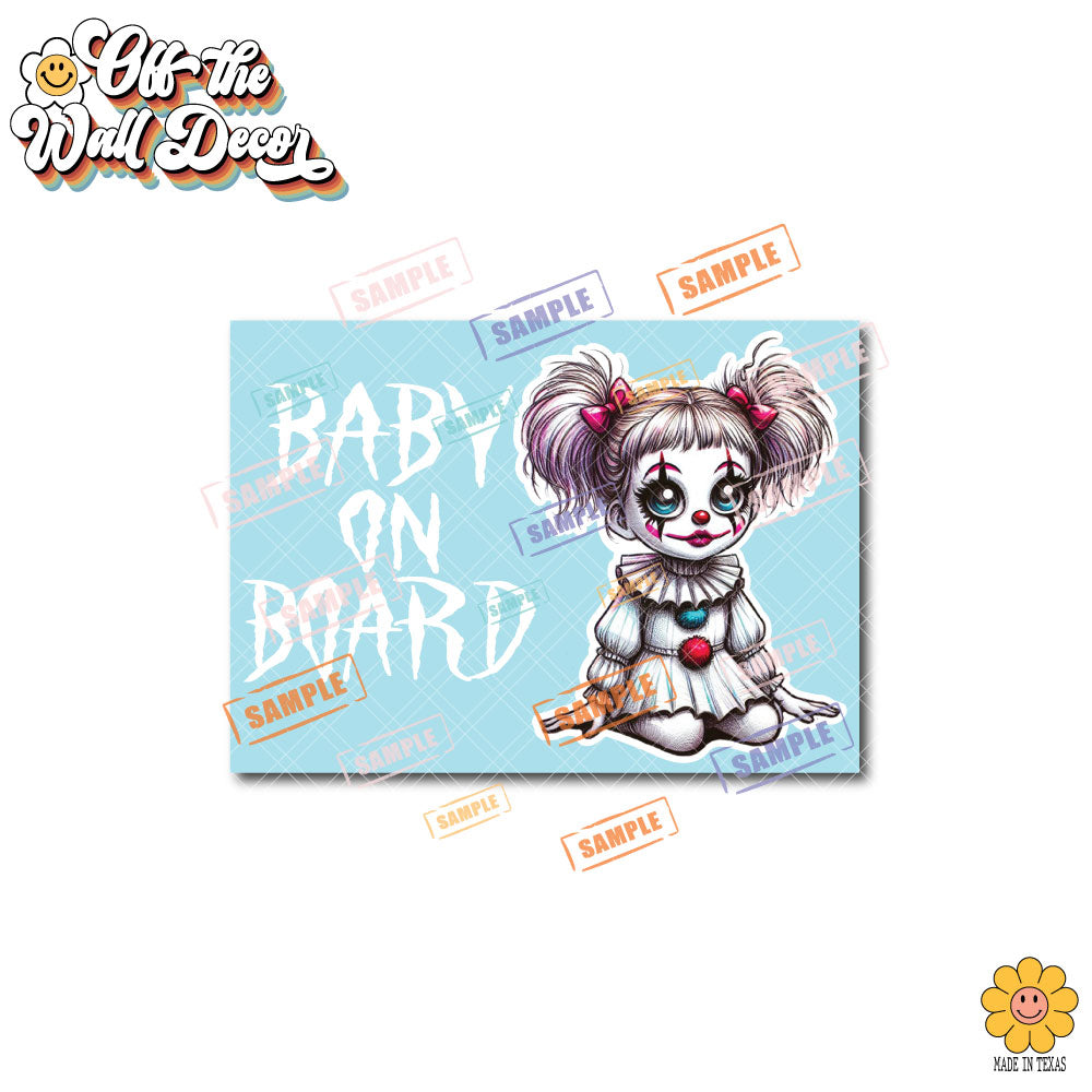 Scary Girly Clown | Baby on Board | Vinyl Decal Sticker