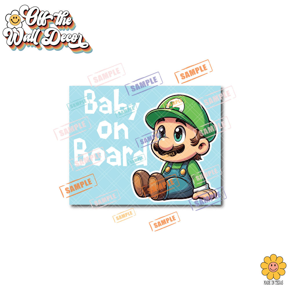 Baby Luigi | Baby on Board | Suction Cup Sign, Magnet OR Vinyl Decal Sticker