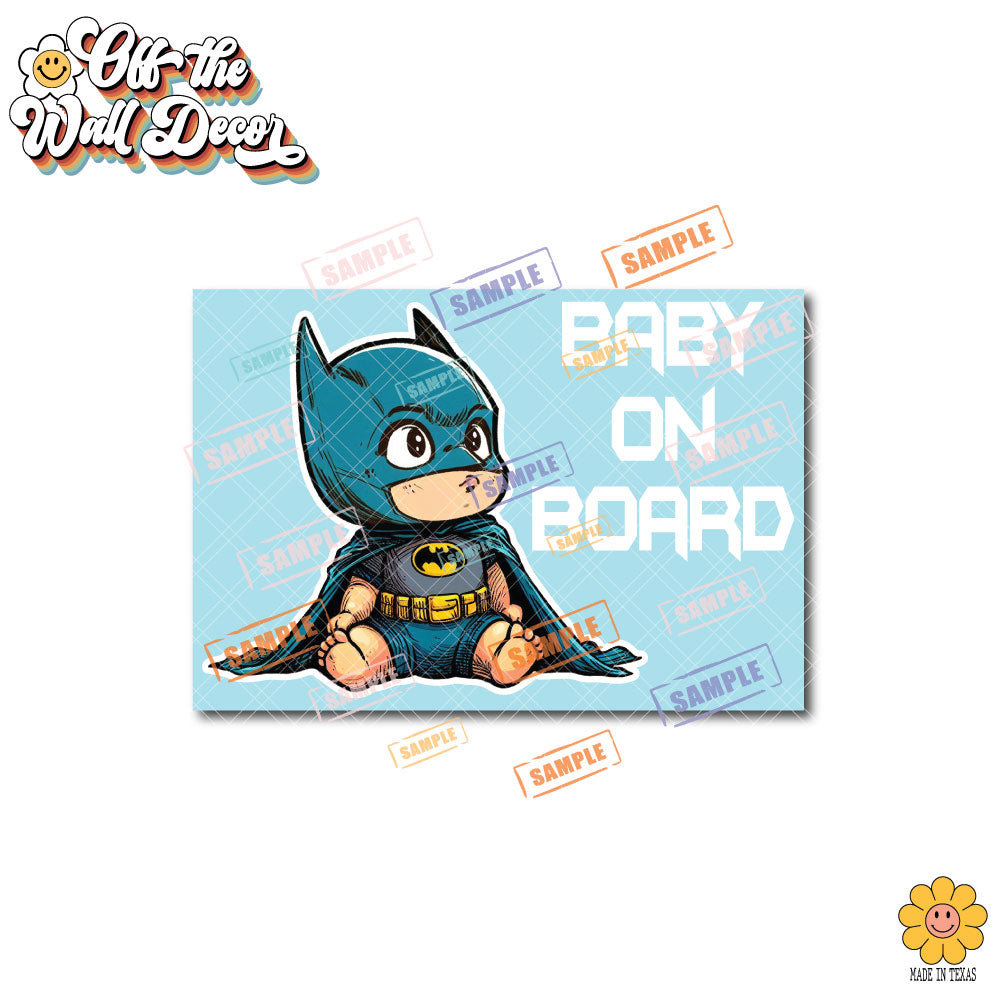Little Hero Bat Dude | Baby on Board | Suction Cup Sign, Magnet OR Vinyl Decal Sticker