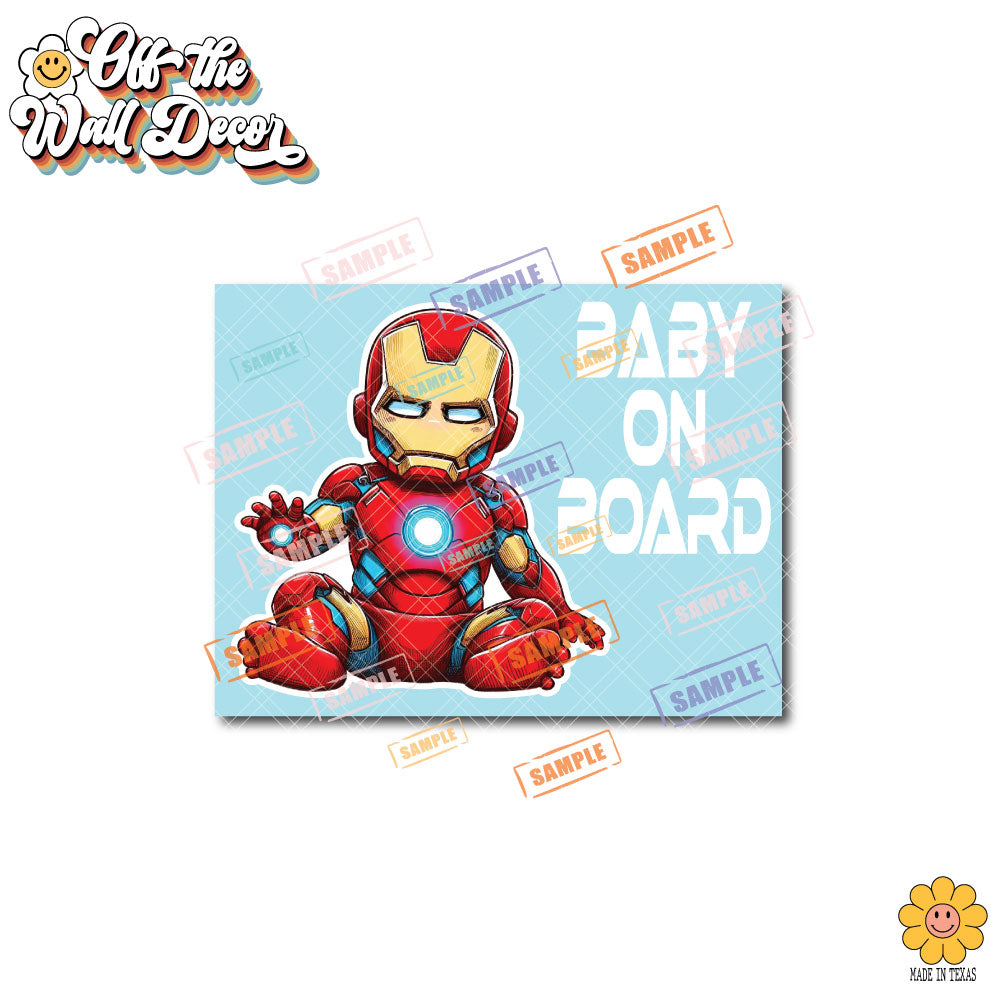 Little Hero Ironman | Baby on Board | Suction Cup Sign, Magnet OR Vinyl Decal Sticker