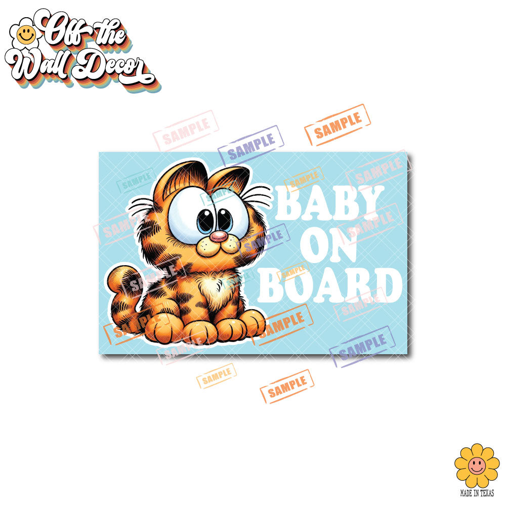 Garfield | Baby on Board | Suction Cup Sign, Magnet OR Vinyl Decal Sticker