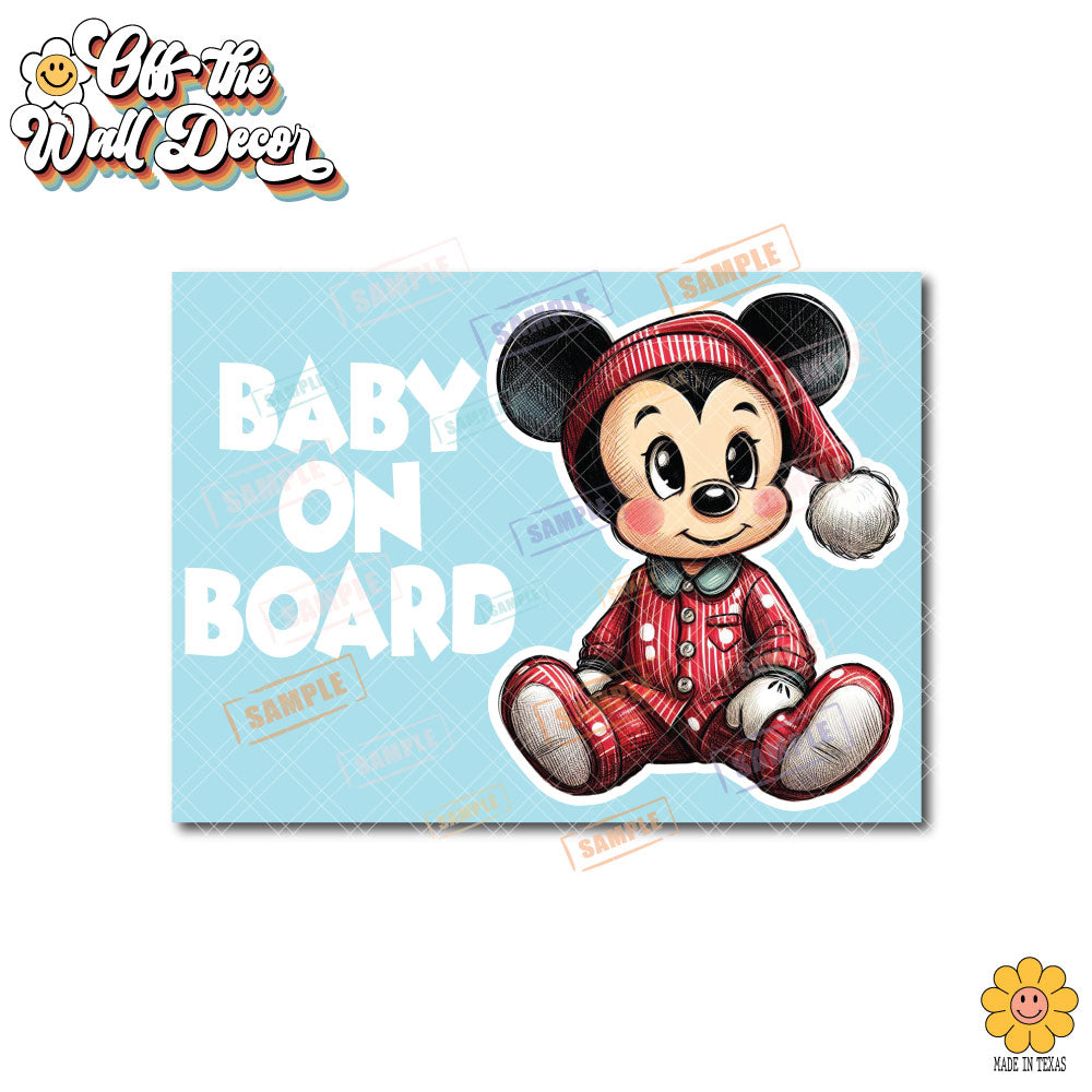 Baby Mickey | Baby on Board | Suction Cup Sign, Magnet OR Vinyl Decal Sticker
