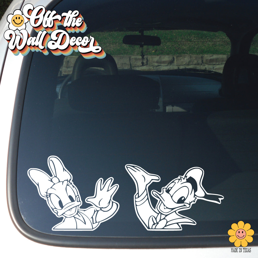 HELLO Daisy and Donald | Vehicle Window, Vinyl decal sticker
