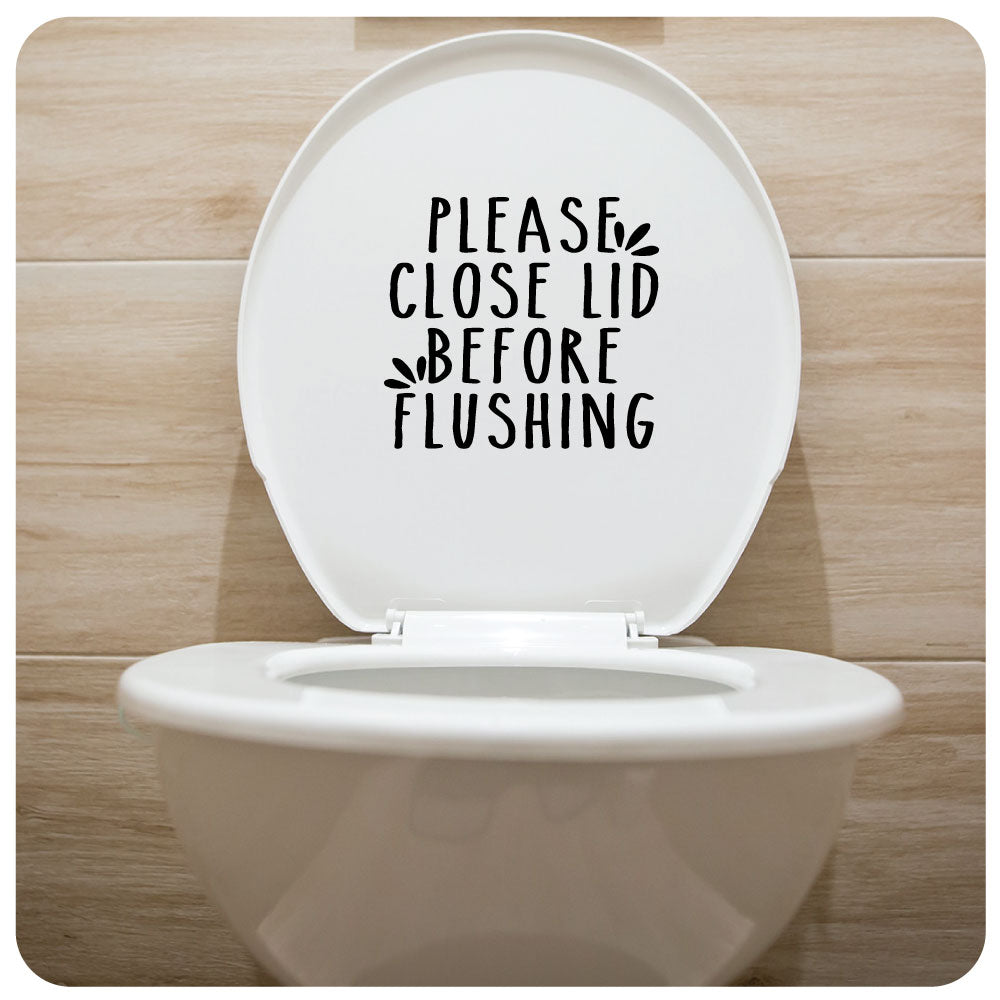 Please close lid before Flushing | Bathroom Decor, Vinyl Decal Toilet Sign