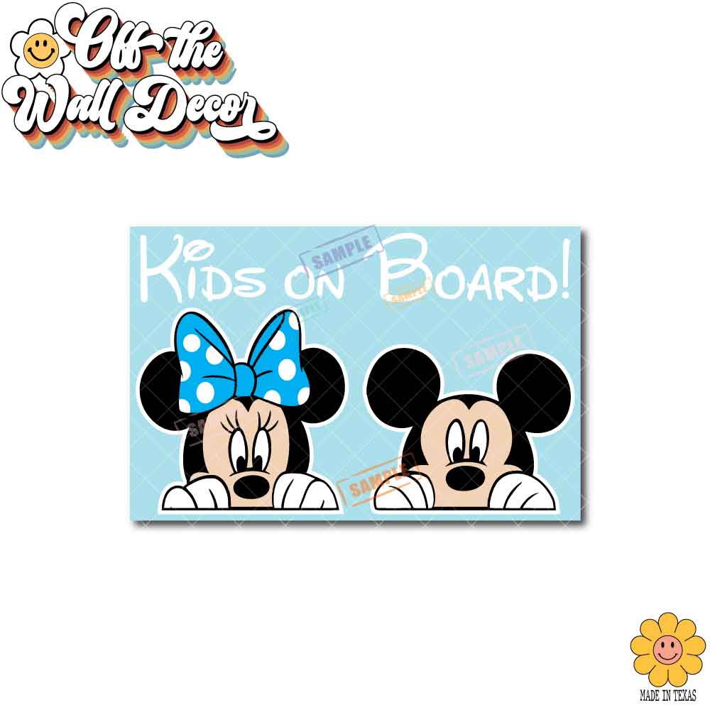 Mickey & Minnie | Kids on Board | Suction Cup Sign, Magnet OR Vinyl Decal Sticker