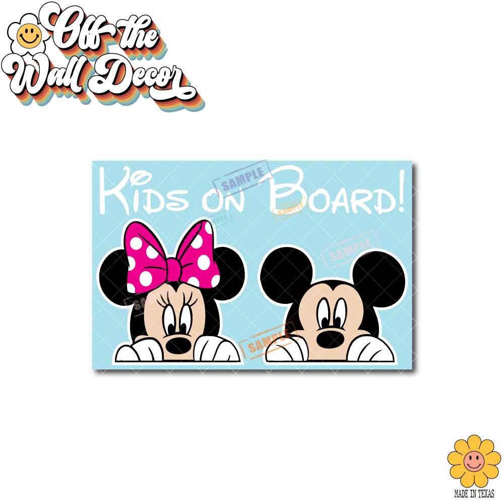 Mickey & Minnie | Kids on Board | Suction Cup Sign, Magnet OR Vinyl Decal Sticker