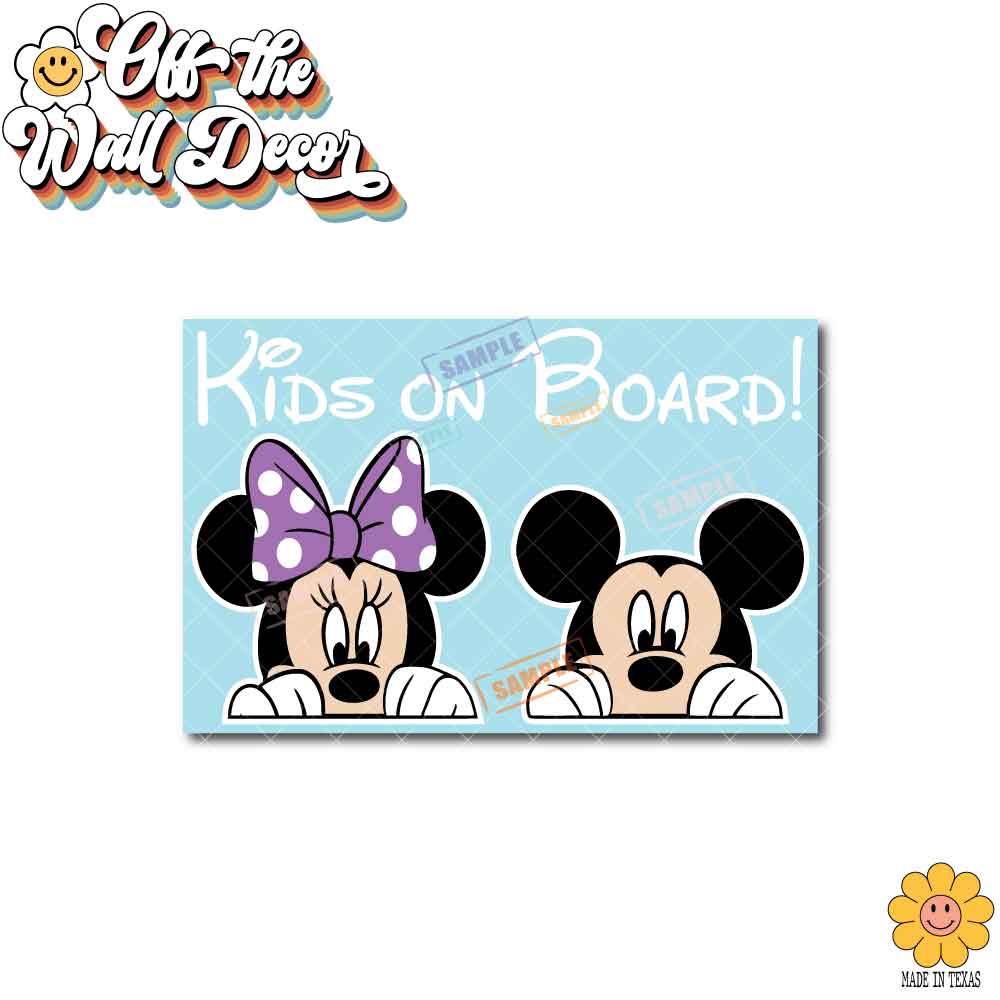Mickey & Minnie | Kids on Board | Suction Cup Sign, Magnet OR Vinyl Decal Sticker