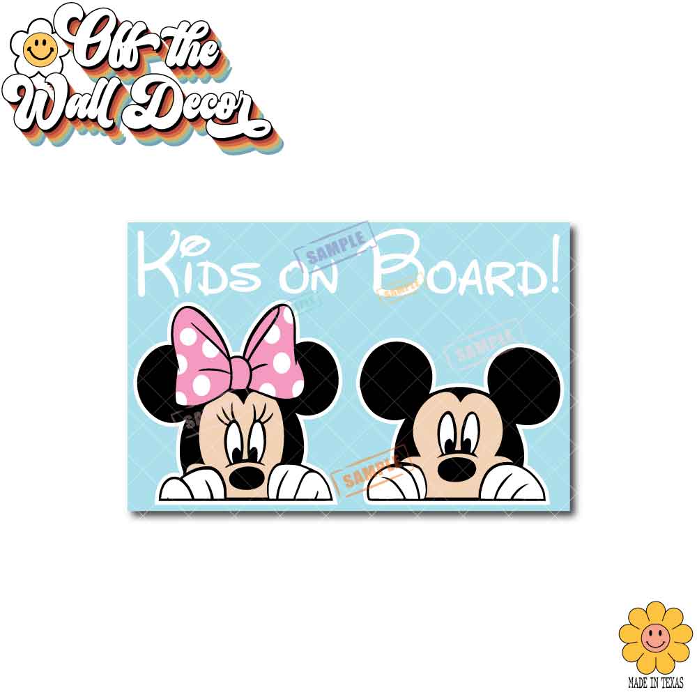 Mickey & Minnie | Kids on Board | Suction Cup Sign, Magnet OR Vinyl Decal Sticker