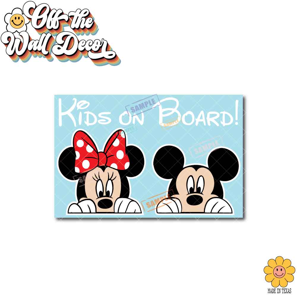 Mickey & Minnie | Kids on Board | Suction Cup Sign, Magnet OR Vinyl Decal Sticker