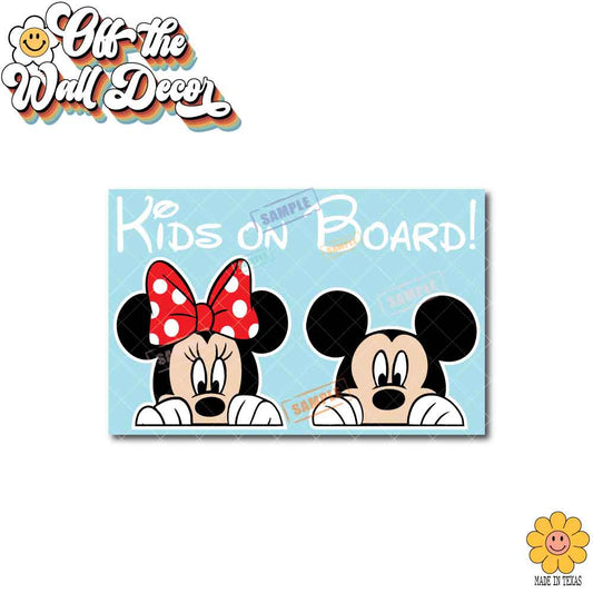 Mickey & Minnie | Kids on Board | Suction Cup Sign, Magnet OR Vinyl Decal Sticker