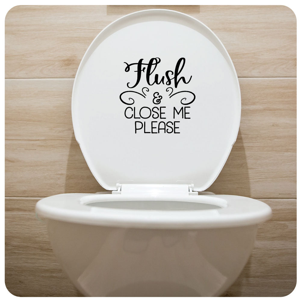 Flush & Close Me Please | Bathroom Decor, Vinyl Decal Toilet Sign