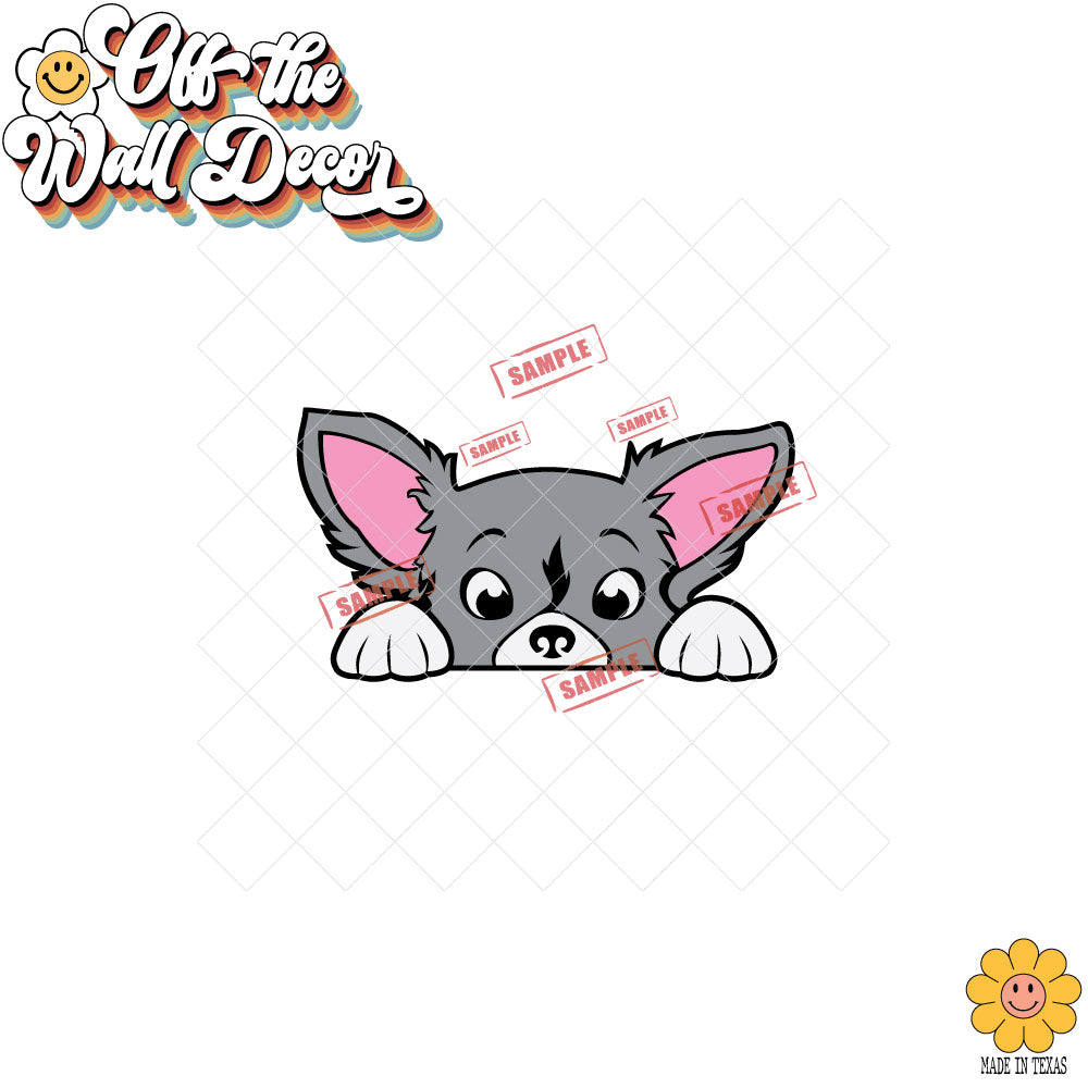 Peeking Long Hair Chihuahua | Car/Truck Sticker, Automotive Decals, Car Bling Stickers and Decals, Pet Cat Dog Decal for Window