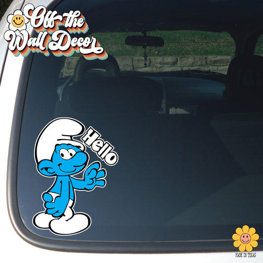 Hello Smurf | Vehicle Window, Vinyl decal sticker