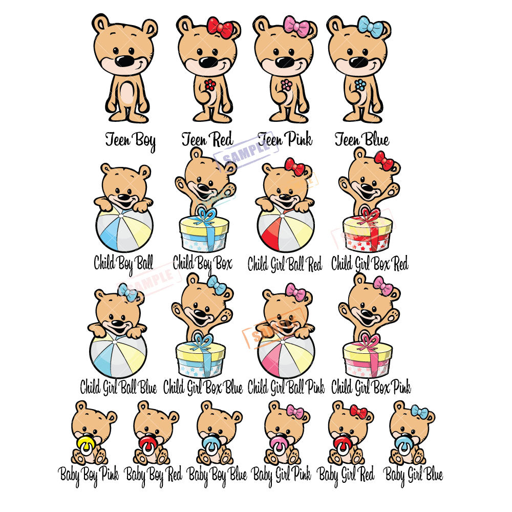 Brown Bears Stick Figure | Car/Truck Sticker, Automotive Decals, Family Car Bling Stickers and Decals, Decal for Window
