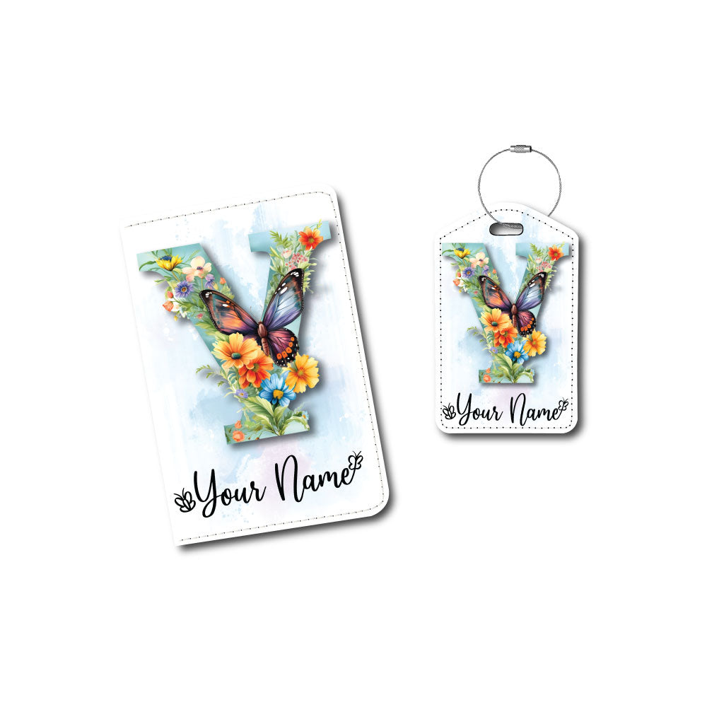 Butterfly Initial Personalized | Passport Holder & Luggage Tag