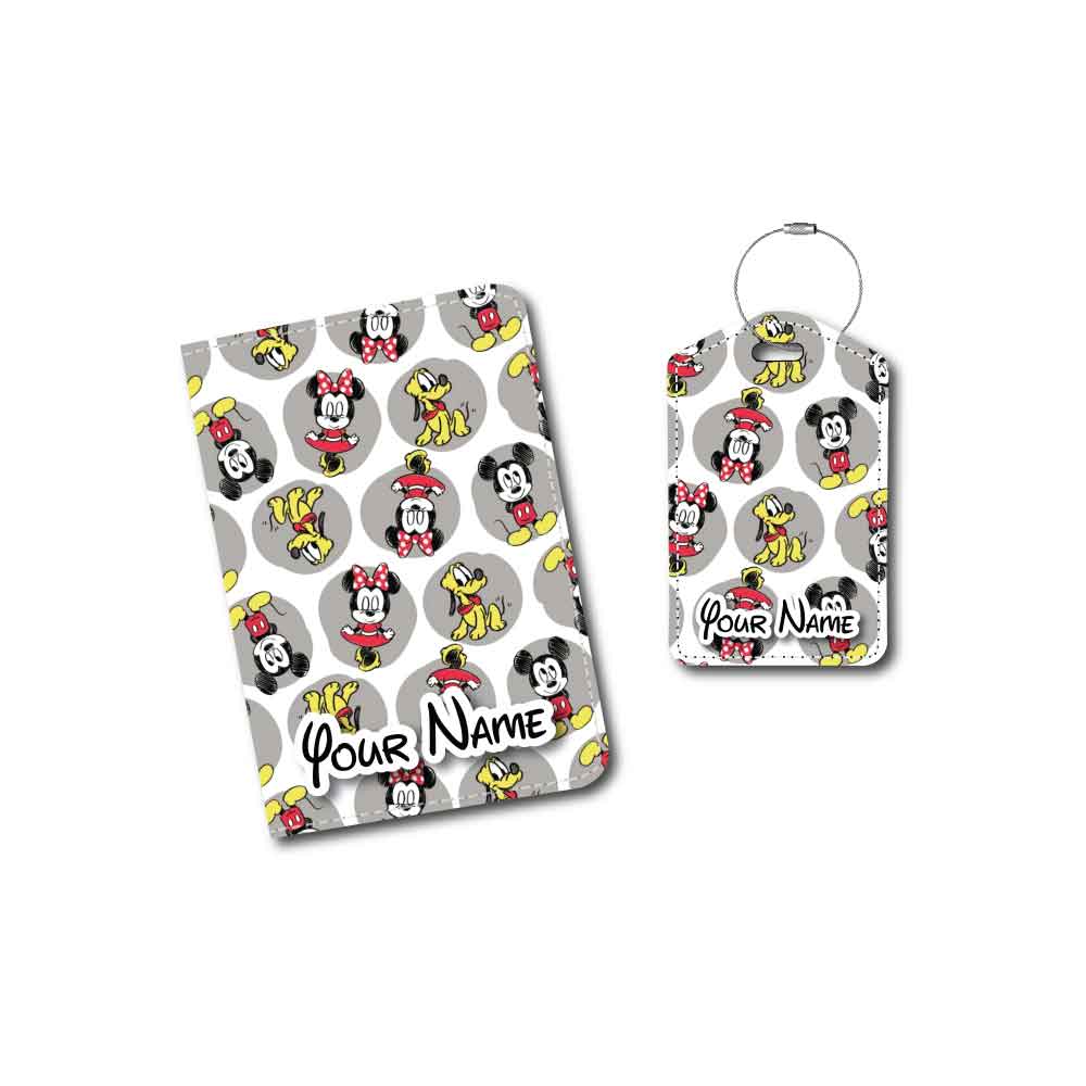Little Mickey, Minnie & Pluto Fabric Collage | Passport Holder & Luggage Tag