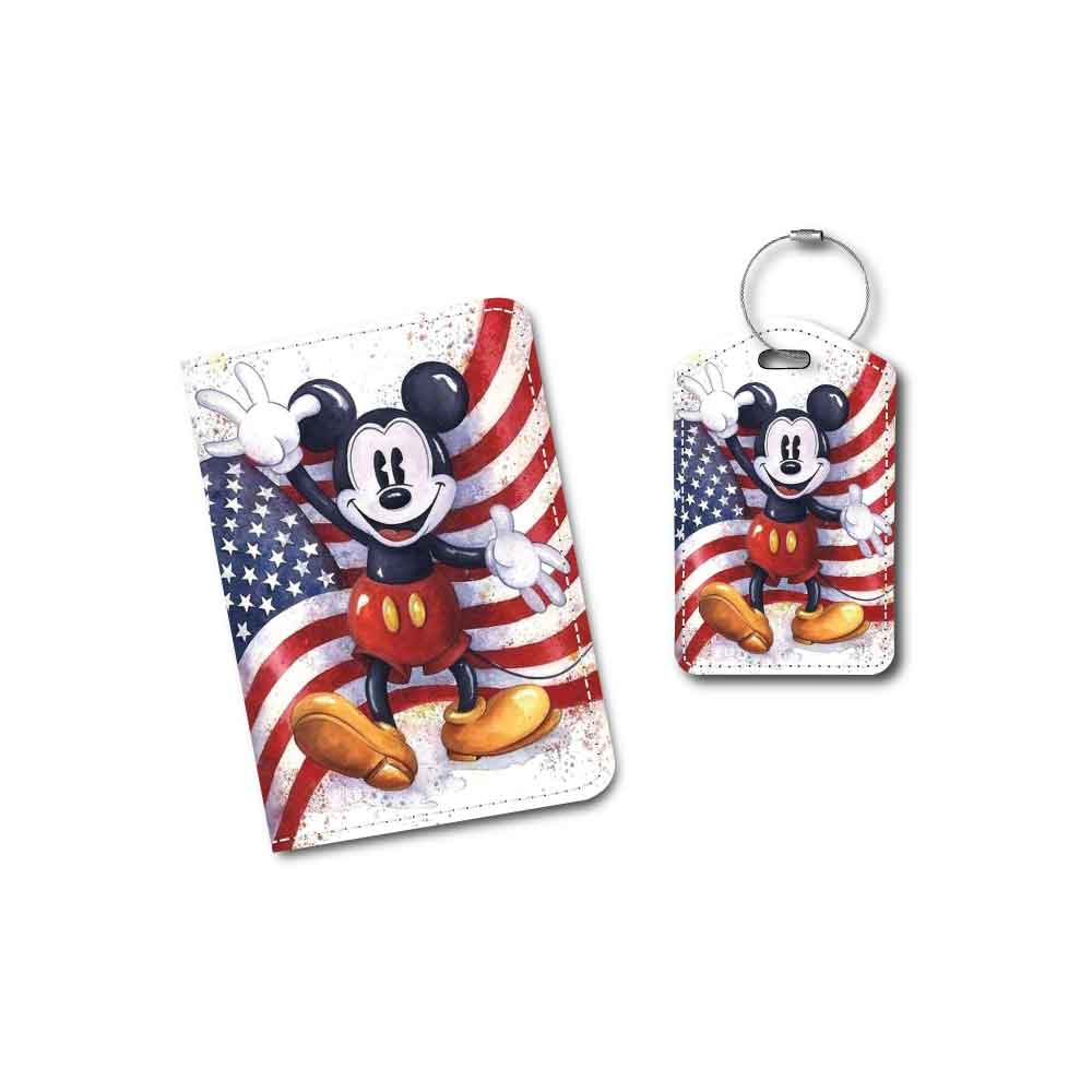 Vintage Mickey US Flag | Passport Holder & Luggage Tag