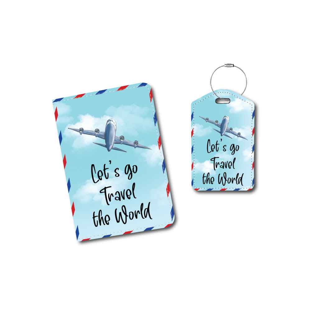 Let's go Travel the World | Passport Holder & Luggage Tag