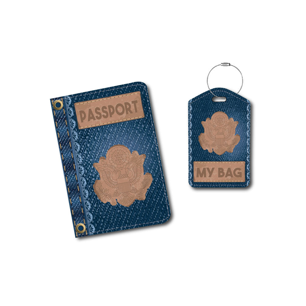 Blue Jean Look Denim and Lace | Passport Holder & Luggage Tag