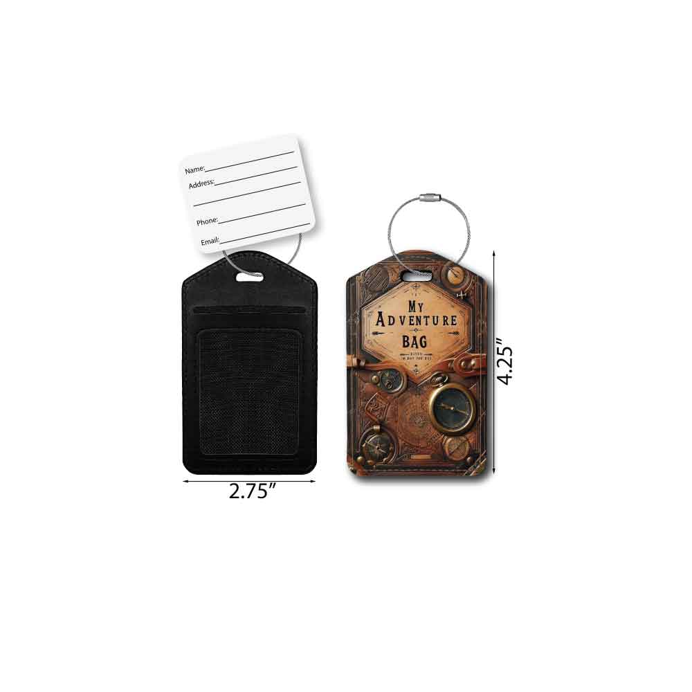 My Adventure Book Vintage Distressed Leather Look | Passport Holder & Luggage Tag